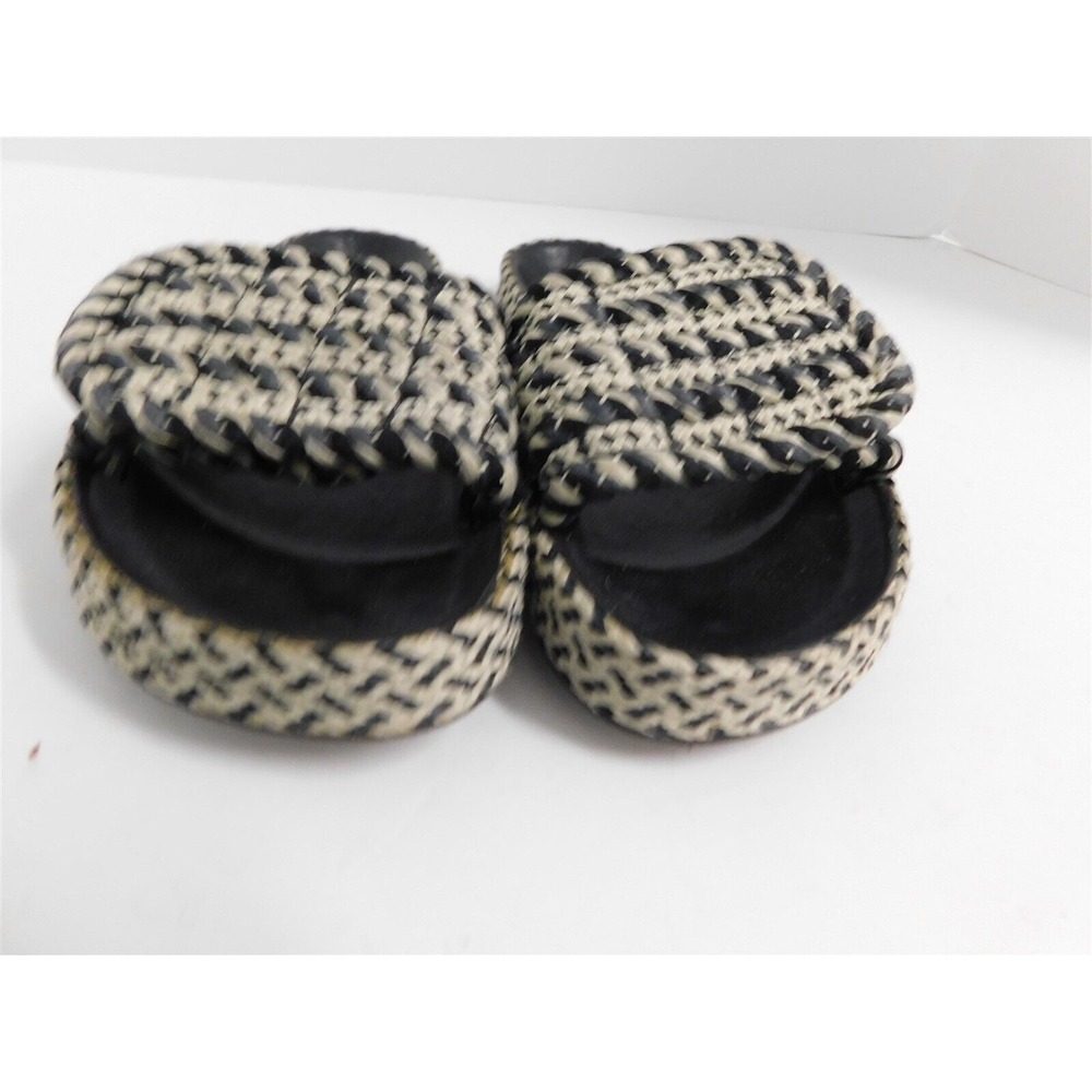 Isabel Marant‎ Black Beige Rafia Slide Sandals sz 36 - Picture 3 of 6